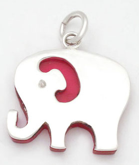 Pendant of  elephant with plastic green
