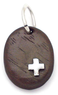 Pendant of oval of stick of rose with cross small