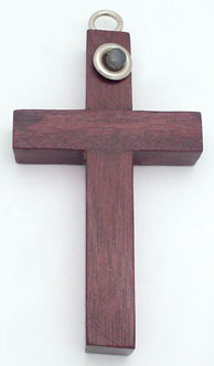 Dije de cruz de madera con virgen peque–a