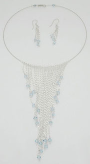 Set of blue crystal with chain