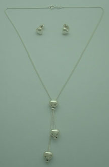 Hearts Set with cadena necklace and earrings