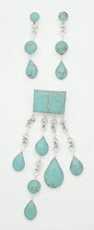 Circle Set with drop and rectangle of turquoise quitman