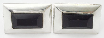 Onyx Cufflinks in embedded rectangle