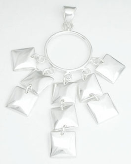 Earring l circle  with squares pendants
