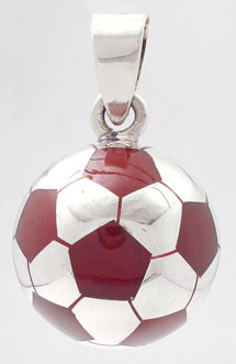 Pendant   ball of soccer of red resin