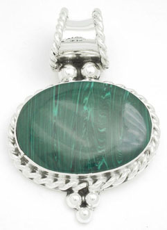 Pendant   malachite oval with torsal and  tube