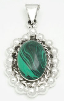Pendant   malachite oval with sphere