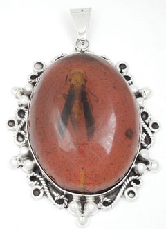 Pendant   oval amber big with insect