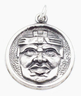 Pendant   round Mayan with  face
