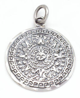 Pendiente calendario azteca mediano diamantado