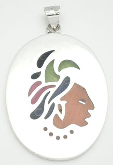 Aztec's earring in pen work with enamel