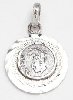 Pendant   round diamond finishing with Aztec's face small