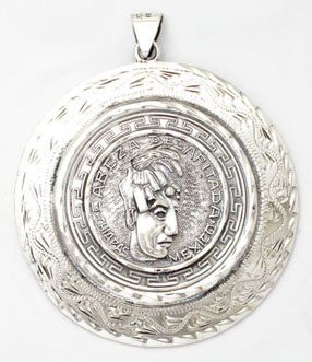 Pendant  on head in currency with waves and hammered drops
