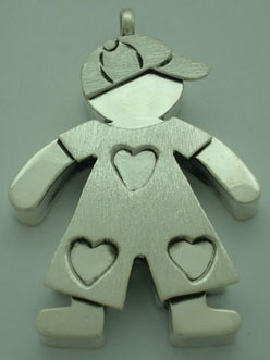 Earring of child with hearts and cap