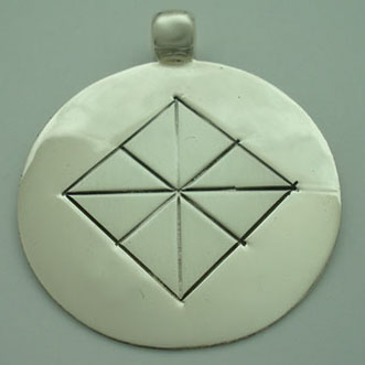 Pendant   circle with dull square and star