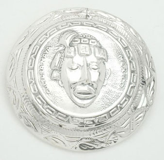 Brooch of Olmec face with waves and diagonal drops