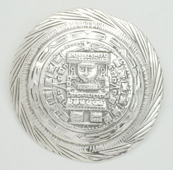 Brooch of Mayan calendar diagonal with  lines