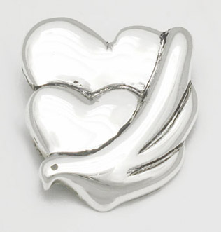 Brooch of 2 Hearts with Pigeon
