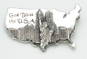 Brooch of map of u.s.a