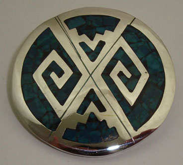 Brooch and  circle divided in 4 of turquoise