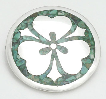 Brooch circle with malachite clover