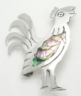 Brooch rooster of shell