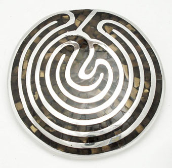 Brooch circle labyrinth  belly  of snake black woman