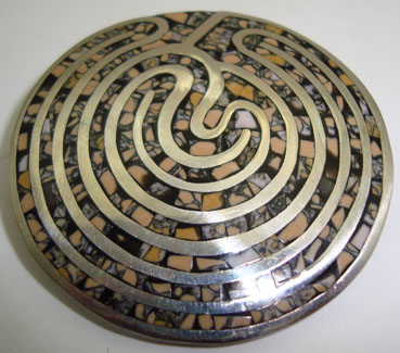 Brooch circle labyrinth  belly  of snake brown