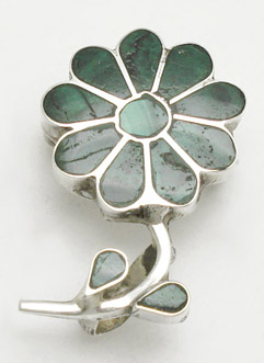 Brooch flower of turquoise