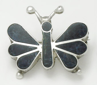 Brooch butterfly with sodalite