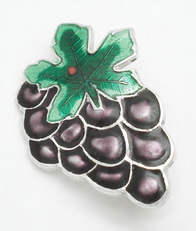 Brooch grapes with your sheet in multicolored enamel