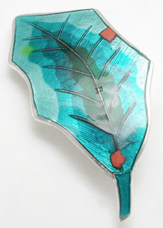 Brooch Leaf with enamel of colors
