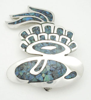 Brooch chalice of ancient fire of turquoise
